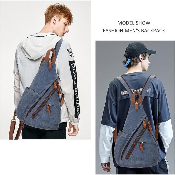 Women Small Casual Canvas Sling Crossbody Shoulder Backpack main image 5